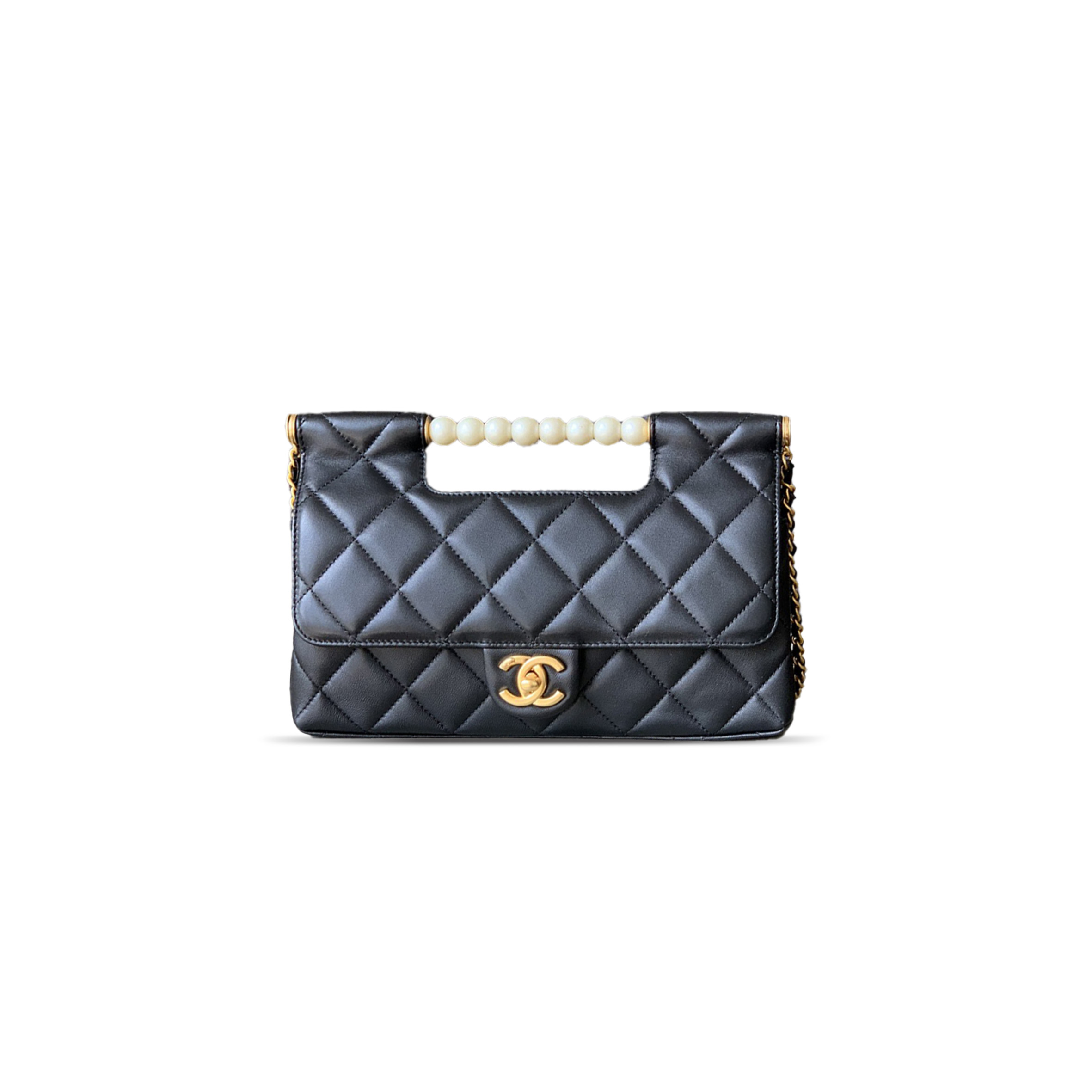 CHANEL MASTER PEARL HANDLE EVENING CHAIN BAG AS5412 (25*17.5*7cm)